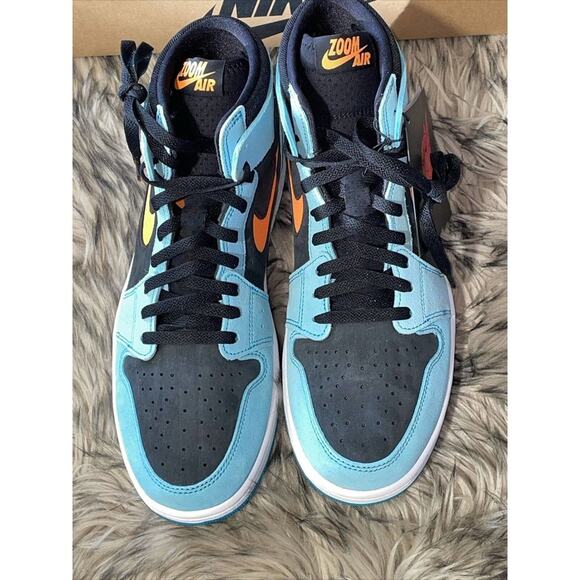 Shoe Size 11 - Air Jordan 1 High Zoom Comfort 2 Bleached Aqua Citrus Sneaker - Picture 4 of 8